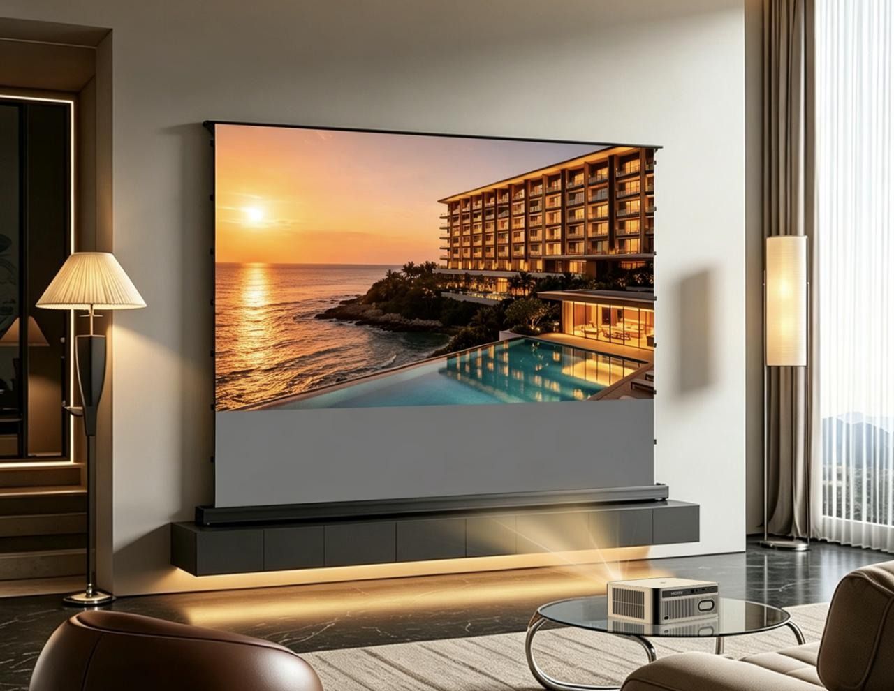 QMJM Cinema Electric Floor Screen