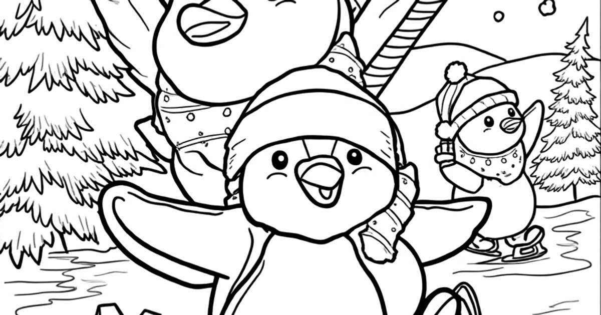 Coloring Pages for Snow Days: Penguins, Popcorn, and Cozy Winter Fun