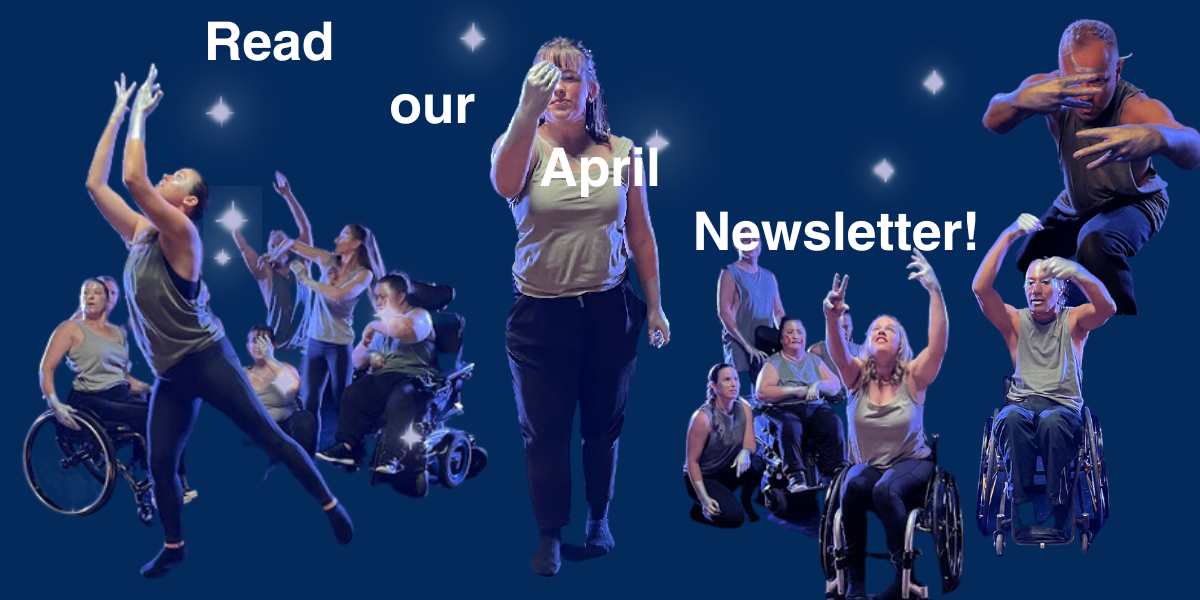 Read our April Newsletter! Several groups of dancers clustered together, reaching in the sky for stars