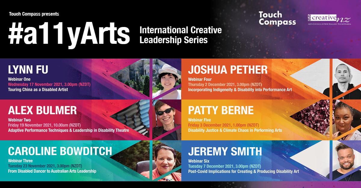 Join Touch Compass to hear from six heralded and cutting-edge leaders in theatre and performing arts in our free #a11yArts: International Creative Leadership Series, happening this November and December.