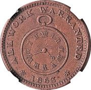 Cent - Civil War Merchant Token - Julian and Co. Watchmaker (Troy, OH) - Reverse