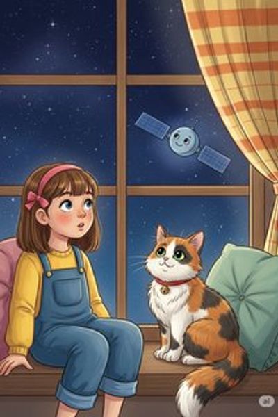 The Satellite that Played Catch with Light educational story for 3-6 years children in English featuring warm themes
