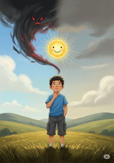 Leo and the Thought Clouds educational story for 7-12 years children in English featuring sad themes