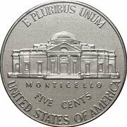 5 Cents "Jefferson Nickel" (2nd portrait, Return to Monticello) - Reverse