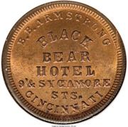 Civil War Merchant Token - B.B. Armstrong, Black Bear Hotel (Cincinnati, OH) - Obverse
