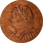 Copper "Mailed Bust Facing Left, Horned Bust" - Obverse