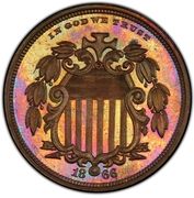 5 Cents "1866 Shield Nickel With Rays" (Pattern; bronze) - Obverse