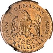 Cent - Civil War Merchant Token - J.O. Ames, Books (Hillsdale, Michigan) - Reverse