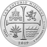 ¼ Dollar "Washington Quarter" (San Antonio Missions National Historical Park, Texas - Silver 5 oz Bullion) - Reverse