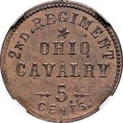 5 Cents - Civil War Sutler Token - 2nd Regiment, Ohio Cavalry - Obverse