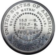 1 Dollar "1880 Goloid Metric Dollar" (Pattern; Aluminium) - Reverse