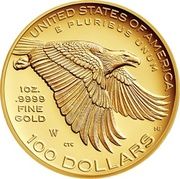 100 Dollars ("American Liberty 225th Anniversary High Relief Gold") - Reverse