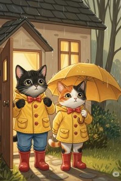 ふたりのねこ、くろとみかん daily life story for 7-12 years children in Japanese featuring warm themes