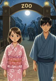 星降る動物園の夜 romance story for 7-12 years children in Japanese featuring warm themes