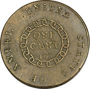 1 Cent "Flowing Hair Cent" (Chain reverse) - Reverse