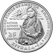 25 Cents "Washington Quarter" (Zitkala-Ša) - Reverse