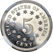 5 Cents "1866 Shield Nickel Without Rays" (Pattern) - Reverse