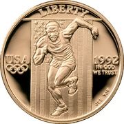 5 Dollars (XXV Olympic Games) - Obverse