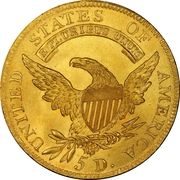 5 Dollars (Capped, Draped Bust) - Reverse