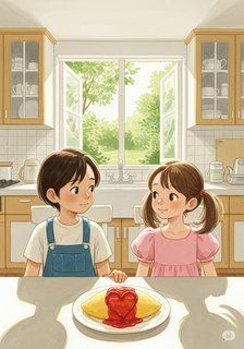 きみとオムライス romance story for 7-12 years children in Japanese featuring warm themes