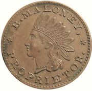 Civil War Merchant Token - B. Maloney (New York, New York) - Obverse
