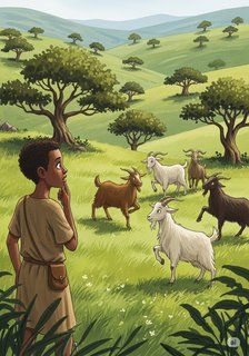 Kaldi and the Dancing Goats educational story for 3-6 years children in English featuring warm themes