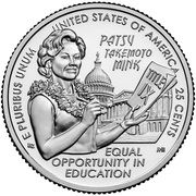 25 Cents "Washington Quarter" (Patsy Takemoto Mink) - Reverse