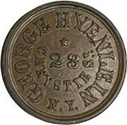 Civil War Merchant Token - George Hyenlein (New York, New York) - Obverse