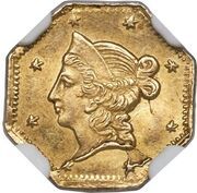 1 Dollar California Territorial Gold "Octagonal Liberty Head" - Obverse