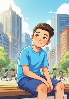 Leo's New Adventure daily life story for 7-12 years children in English featuring warm themes