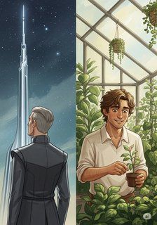 The Architect and The Gardener sci-fi story for 7-12 years children in English featuring tense themes