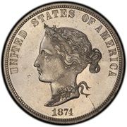 10 Dollars "1874 Eagle" (Pattern; nickel) - Obverse