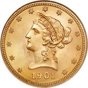 10 Dollars (Coronet Head - With motto) - Obverse