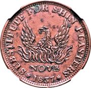 1 Cent - Hard Times Token - Shin Plasters (Not One Cent For Tribute) - Obverse