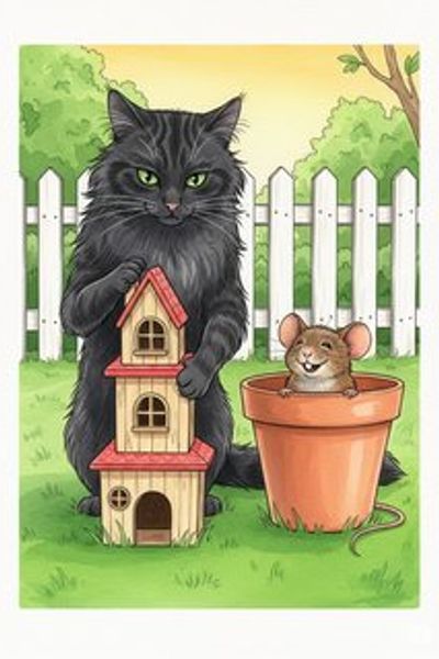 The Cat Who Couldn't Chuckle comedy story for 3-6 years children in English featuring humorous themes