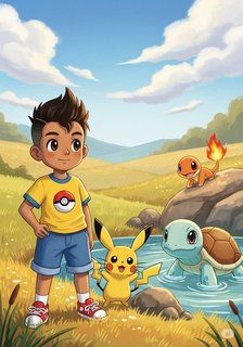 Nihit's Pokémon Adventure adventure story for 7-12 years children in English featuring joyful themes