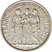 20 Cents / 1 Franc - Frederik VIII - Reverse