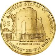5 Dollars (Jamestown 400th Anniversary) - Reverse