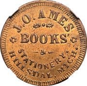 Cent - Civil War Merchant Token - J.O. Ames, Books (Hillsdale, Michigan) - Obverse