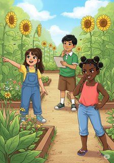 The Great Garden Adventure educational story for 7-12 years children in English featuring warm themes