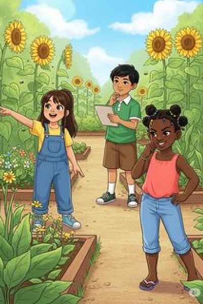 The Great Garden Adventure educational story for 7-12 years children in English featuring warm themes