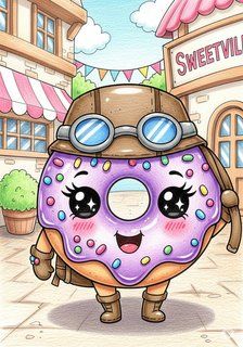 Dina the Brave Donut fantasy story for 3-6 years children in English featuring warm themes