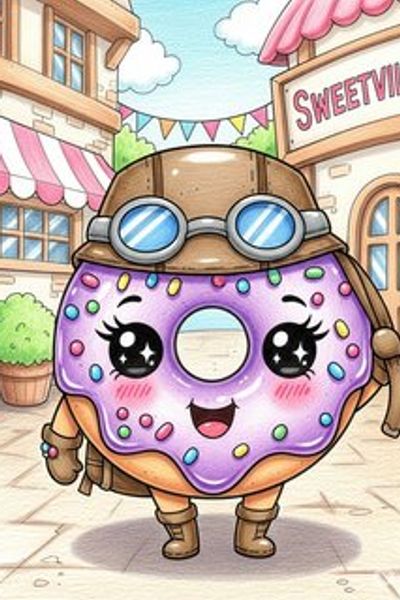 Dina the Brave Donut fantasy story for 3-6 years children in English featuring warm themes