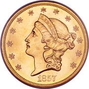 20 Dollars (Liberty Head - Double Eagle, No motto) - Obverse