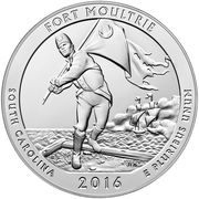 ¼ Dollar "Washington Quarter" (Fort Moultrie at Fort Sumter National Monument, South Carolina - Silver 5 oz Bullion) - Reverse