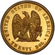 20 Dollars "1872 Double Eagle" (Pattern; gold) - Reverse
