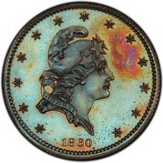 5 Dollars "1860 Half Eagle" (Pattern; copper) - Obverse