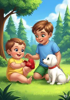 Squeaky Shoes and Giggles in the Park daily life story for 3-6 years children in English featuring joyful themes