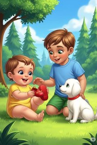 Squeaky Shoes and Giggles in the Park daily life story for 3-6 years children in English featuring joyful themes