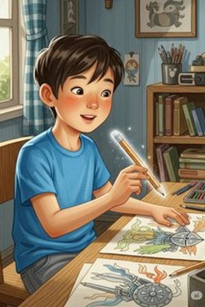 Liam and the Magic Pencil educational story for 7-12 years children in English featuring inspiring themes